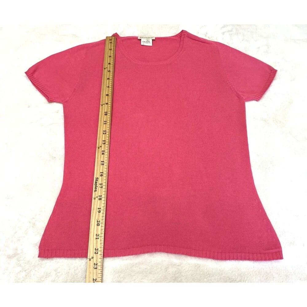 Maria Di Ripabianca Women Fuchsia Knit 100% Cotton Short Sleeve Sweater Sz 44/8